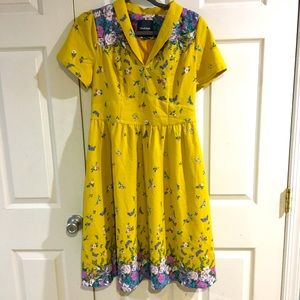 ModCloth Yellow Floral Garden Dress - Size Large